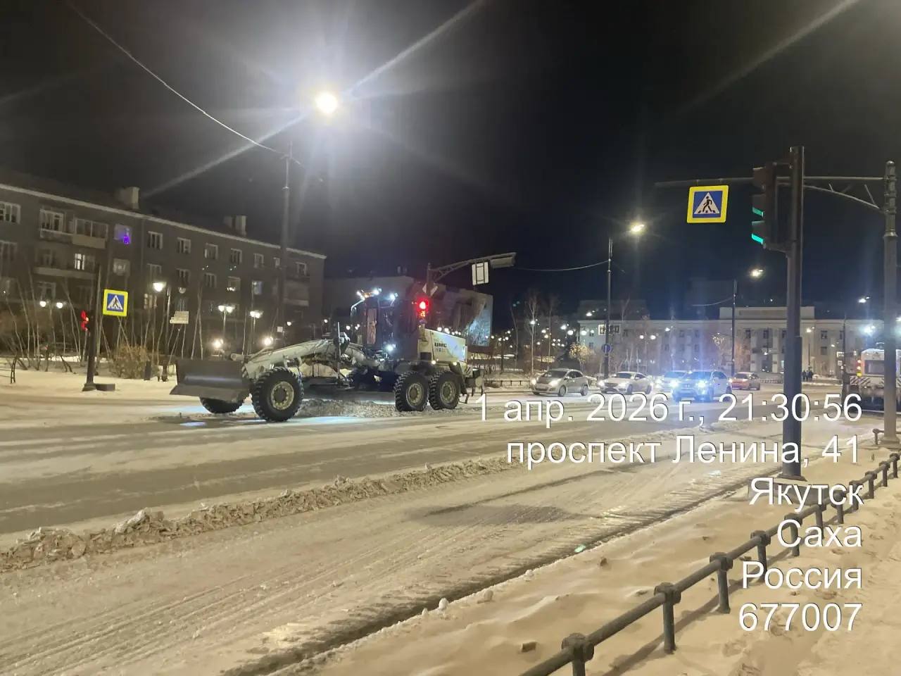 Ночные работы по уборке снега, пр. Ленина Ночные работы по уборке снега, пр. Ленина