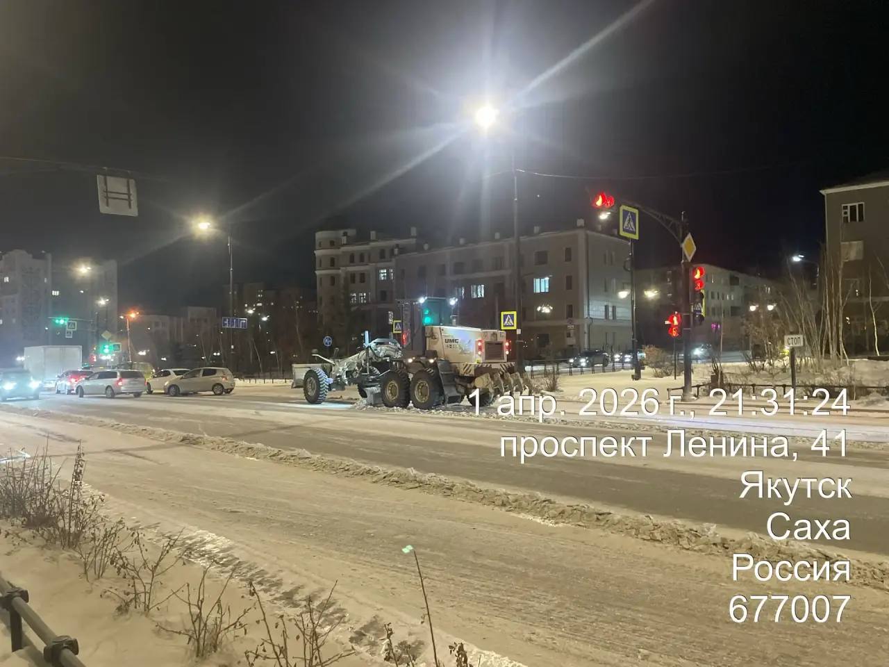 Ночные работы по уборке снега, пр. Ленина Ночные работы по уборке снега, пр. Ленина