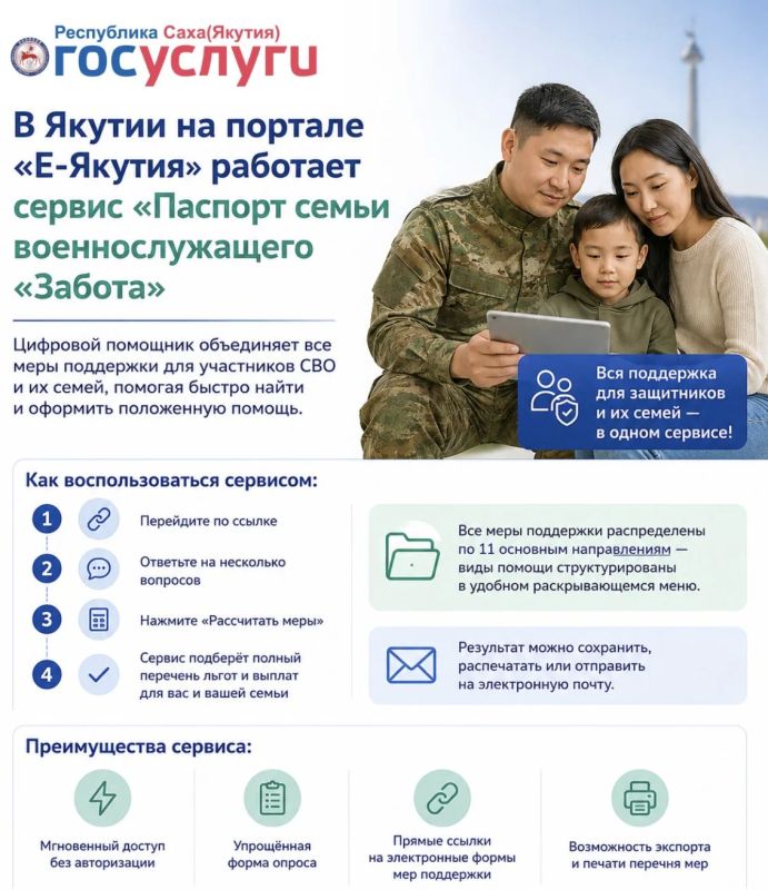 В Якутии цифровой сервис «Забота» помогает семьям военнослужащих получать льготы за минуты