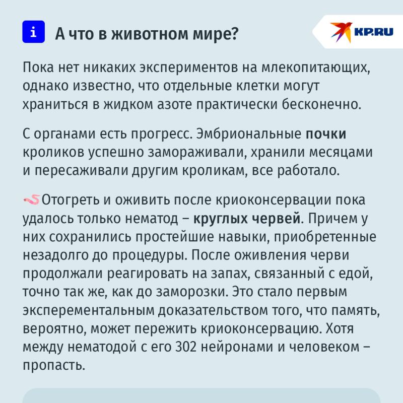 Холодное бессмертие: почему врачи верят в воскрешение замороженных Холодное бессмертие: почему врачи верят в воскрешение замороженных