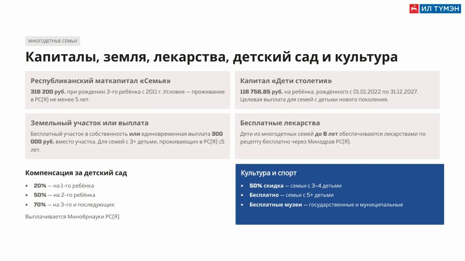 Меры поддержки детей и семей с детьми в Республике Саха (Якутия) Меры поддержки детей и семей с детьми в Республике Саха (Якутия)