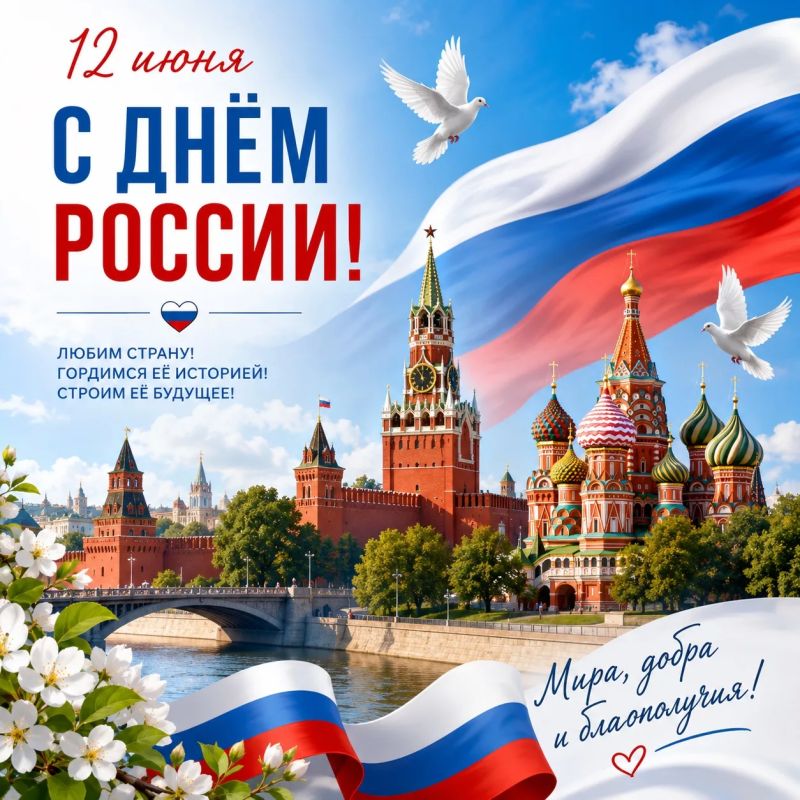 С Днём России!. Сегодня мы отмечаем главный государственный праздник нашей страны — День России