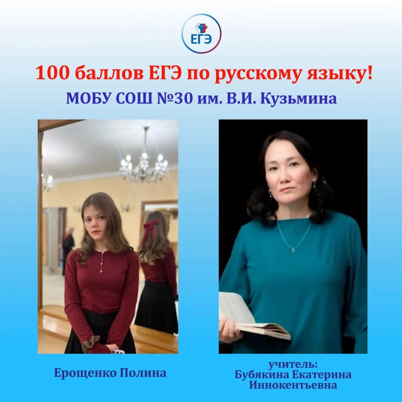 Пять выпускников Якутска получили 100 баллов на ЕГЭ по русскому языку Пять выпускников Якутска получили 100 баллов на ЕГЭ по русскому языку