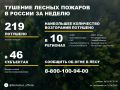 По данным Авиалесоохраны, подведомственной организации Рослесхоза, за прошедшую неделю потушено 219 лесных пожаров в 24 регионах России