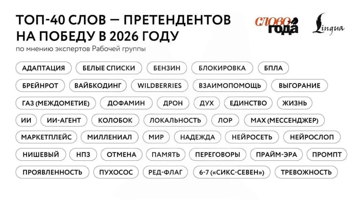«Сикс-севен», «Бензин», «Пухосос» и «Блокировка» претендуют стать «Словом года 2026»