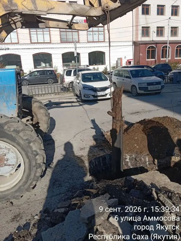 Якутдорстрой продолжает выкорчёвку возле Детской школы искусств Якутдорстрой продолжает выкорчёвку возле Детской школы искусств