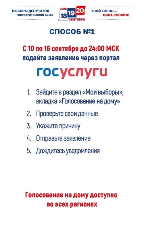 10 сентября начался прием заявок о голосовании на дому 10 сентября начался прием заявок о голосовании на дому