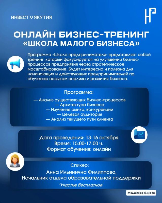 Идет набор на онлайн бизнес-тренинг «Школа малого бизнеса» Идет набор на онлайн бизнес-тренинг «Школа малого бизнеса»