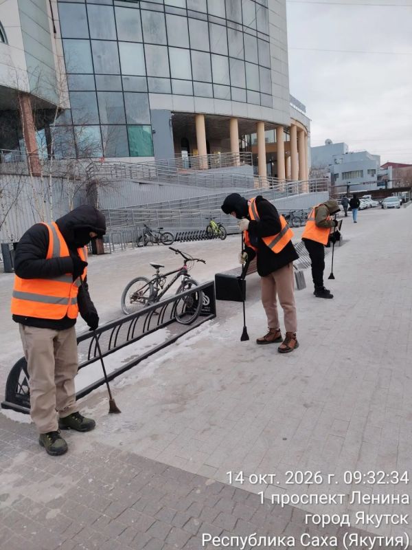 Очистка подготовка к вывозу, тротуары по пр. Ленина