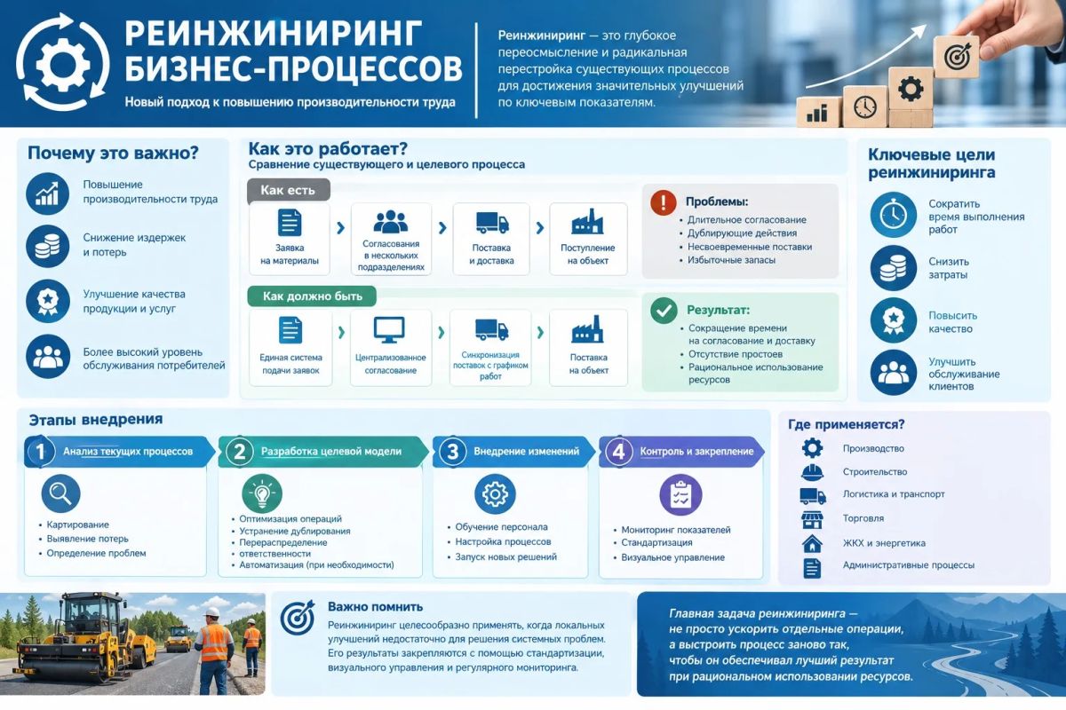 Реинжиниринг бизнес-процессов: новый подход к повышению производительности труда