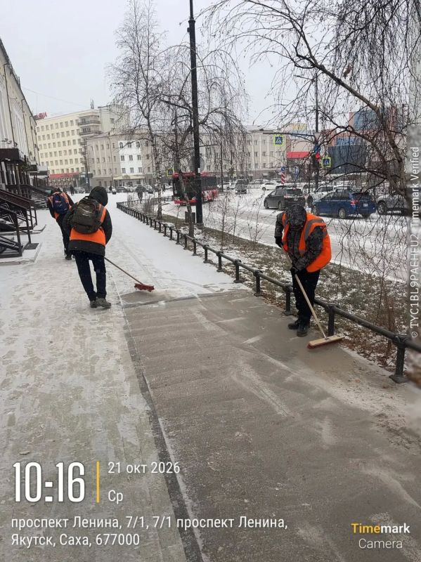 Очистка, подготовка к вывозу тротуары, проспект Ленина